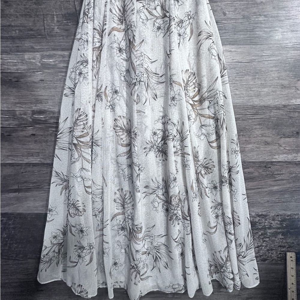 White House Black Market‎ Botanical Maxi Skirt - Cream and Brown